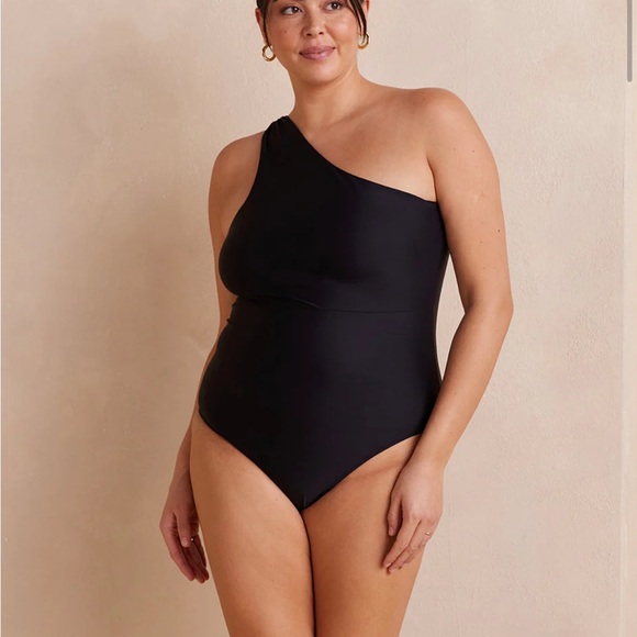 Summersalt The Ruched Sidestroke Black One-Shoulder one piece Swimsuit 10 nwt - Picture 5 of 9